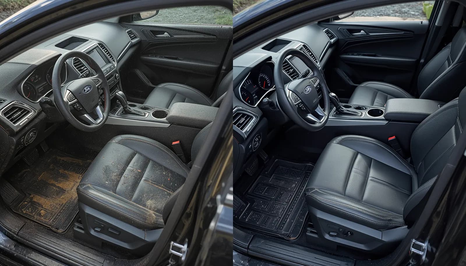 Before and after interior detailing transformation